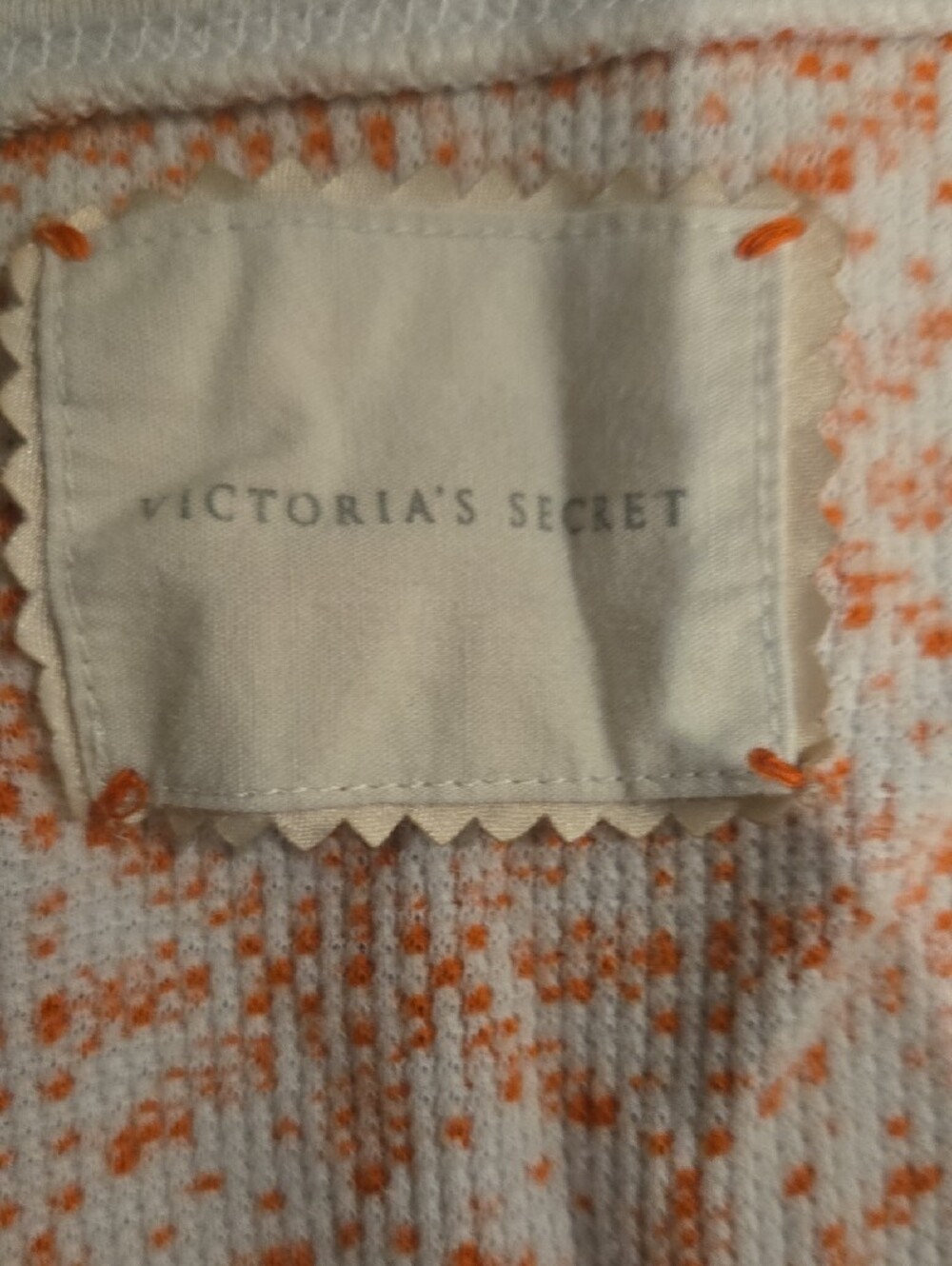PINK Victoria's Secret Orange Patterned Long-Sleeve Henley - Picture 4 of 4